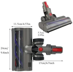 Gemotoriseerde Borstelkop Voor Dyson V7-V11 - 4 LED-Lampjes Verwijderbare Zachte En Harde Rollers Geschikt Voor Meerdere Vloertypen 90° Omhoog/Omlaag & 120° Links/Rechts Draaibaar - Grijs — thumbnail 4