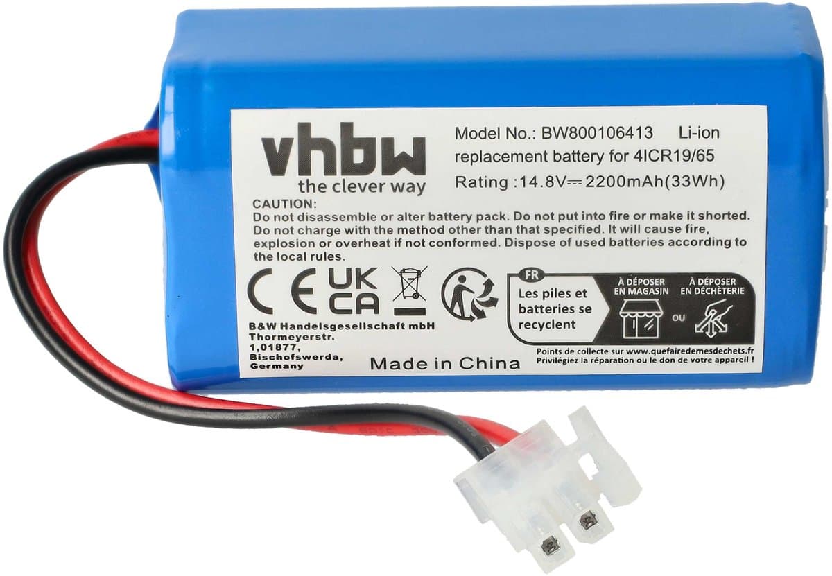 vhbw Vervangende accu voor Silvercrest 305857 voor stofzuigers (2200 mAh, 14,8 V, Li-ion) — afbeelding 1