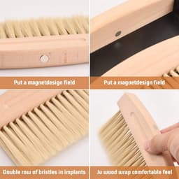 Kleine veegset - Mini stoffer blik - Bureau reinigen - Hout materiaal - 16 x 13 x 4 cm — thumbnail 2