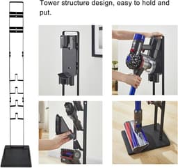 Stofzuiger standaard - Houders beugel - Opbergen accessoires - Geen wandbeschadiging - 444 x 2339 x 98 cm - Zwart — thumbnail 3