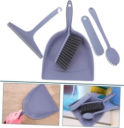 Mini Bezem Stoffer Set - Kleine Schoonmaakset - Bureau Schoonmaken - Compact Ontwerp - 34.5 x 22.5 cm - Lavendel — thumbnail 3