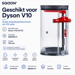 SQOON® Stofreservoir geschikt voor Dyson V10/SV12 - Gelijk aan model: 969509-01 - Groot formaat 195 mm - Ideale vervanging voor versleten opvangbak — thumbnail 5