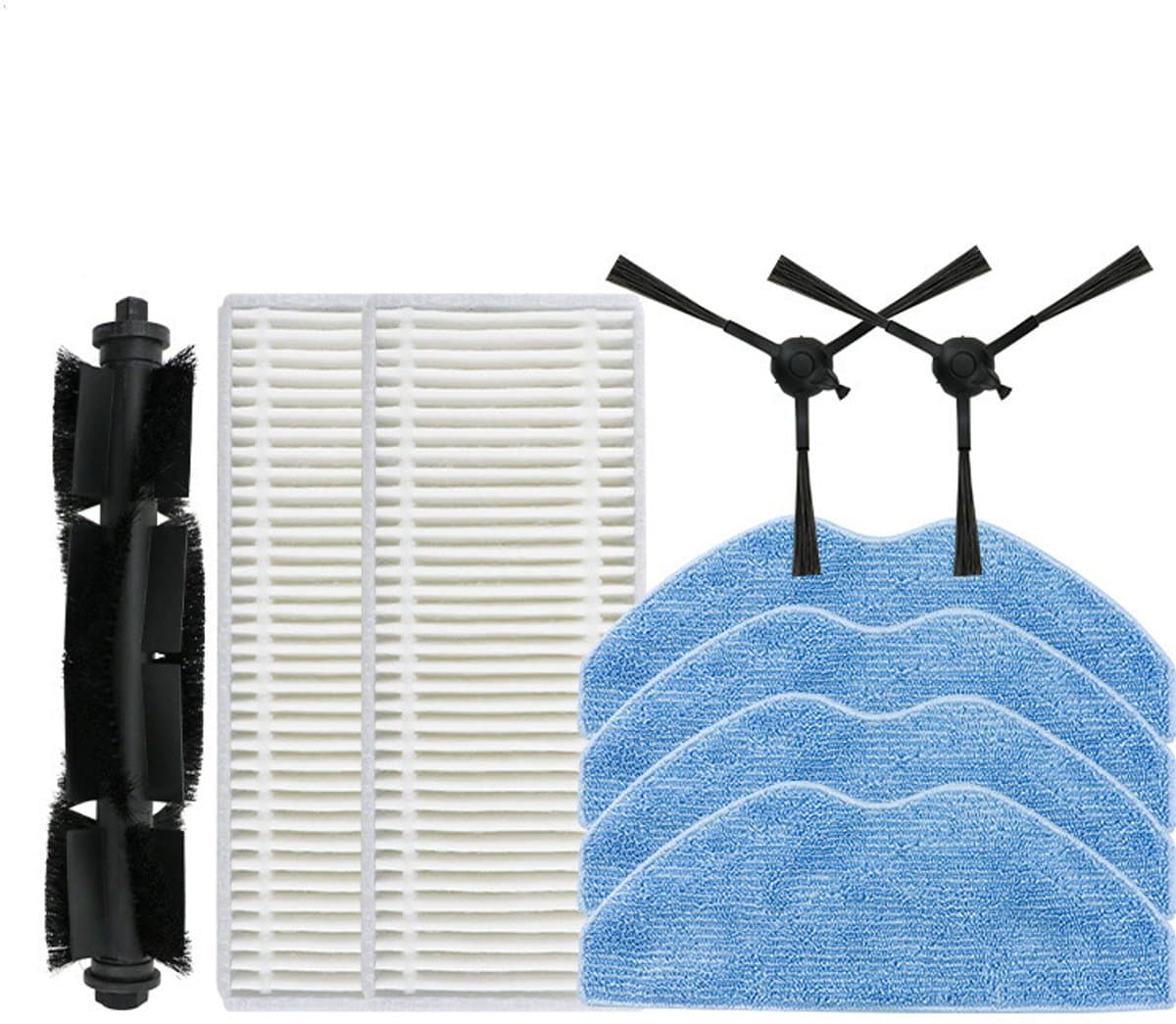 9 stuks Accessoireset - 1 hoofdborstel, 2 zijborstels, 4 reinigingsdoeken en 2 filterzeven - Voor 360 S8, S8 Plus , 360 Botslab S8 Plus, Rowenta X-plorer Serie 75 S+ RG8597W, EZVIZ RE4 / RE5 Plus — afbeelding 1