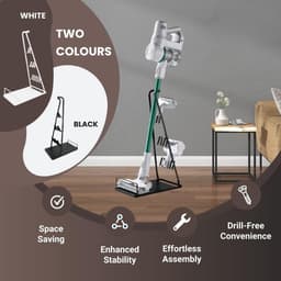 Stofzuiger Houder - Vloerstandaard Accessoires - Opbergen Reinigingsspullen - Geen Installatie Nodig - Universele Pasvorm - Zwart — thumbnail 2