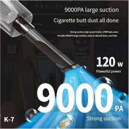 Draagbare Auto Stofzuiger - Handstofzuiger Snoerloos - Auto Interieur Reinigen - Krachtige Zuigkracht - 36x17 cm - Wit — thumbnail 5