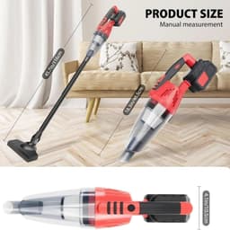 Draadloze Handstofzuiger - Kruimeldief Auto Stofzuiger - Auto Interieur Reinigen - 5500 Pa Hoge Zuigkracht - 1200 Gram - Rood Zwart — thumbnail 5