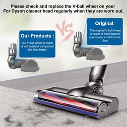 aladdien - V-Ball Wiel Accessoires - Vervangend Onderdeel - Zwart - Stofzuiger Wielen - Geschikt voor Dyson V6 V7 V8 V10 V12 DC58 DC59 DC62 DC74 — thumbnail 4
