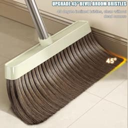 Bezem met stoffer - Reinigingsset - Huishoudelijk schoonmaken - Met ingebouwde kamtanden - Staande opslag - Grijs — thumbnail 2