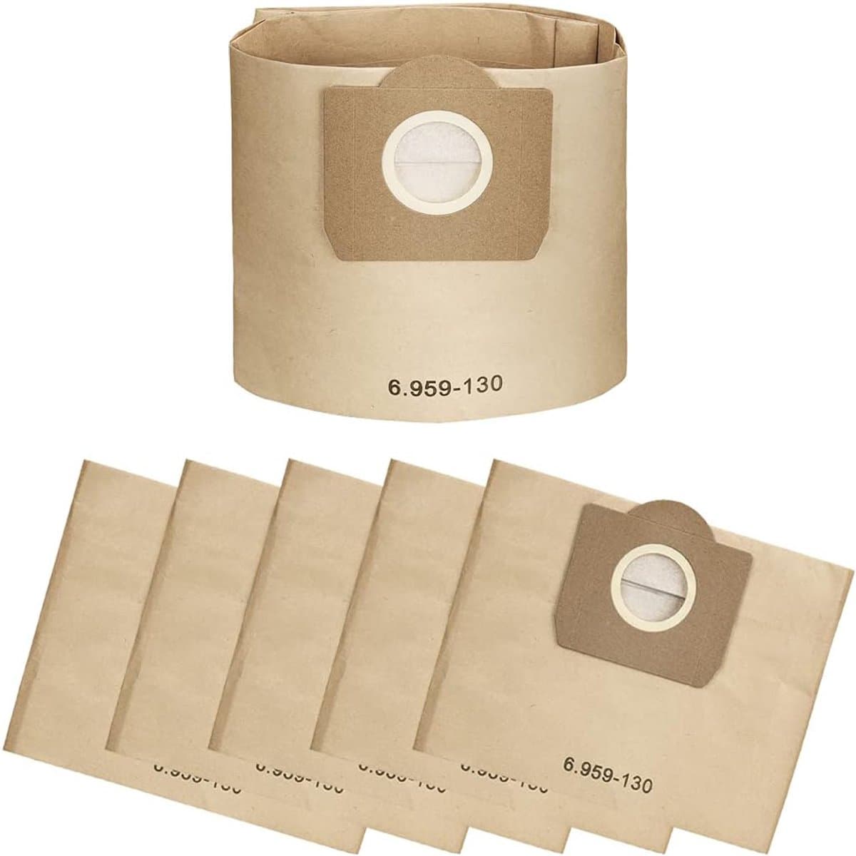 6 stuks stofzuigerzakken voor Karcher Unikstone en WD3 Karcher 6.959-130.0 papieren filterzakken 1629 MV3 A2201/2204/2504/2554/2251/2604 filterzakken- stofzuigerzakken- papieren zakken — afbeelding 1