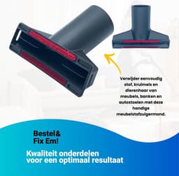 Fixem® 3-Delig kleine zuigmond set hulpstukken voor stofzuiger geschikt voor Miele Philips AEG Karcher Bosch Numatic Nilfisk - 32 & 35mm buizen - plintenzuiger - meubelmond - stofzuiger borstel - inclusief 3 adapter ringen — thumbnail 4