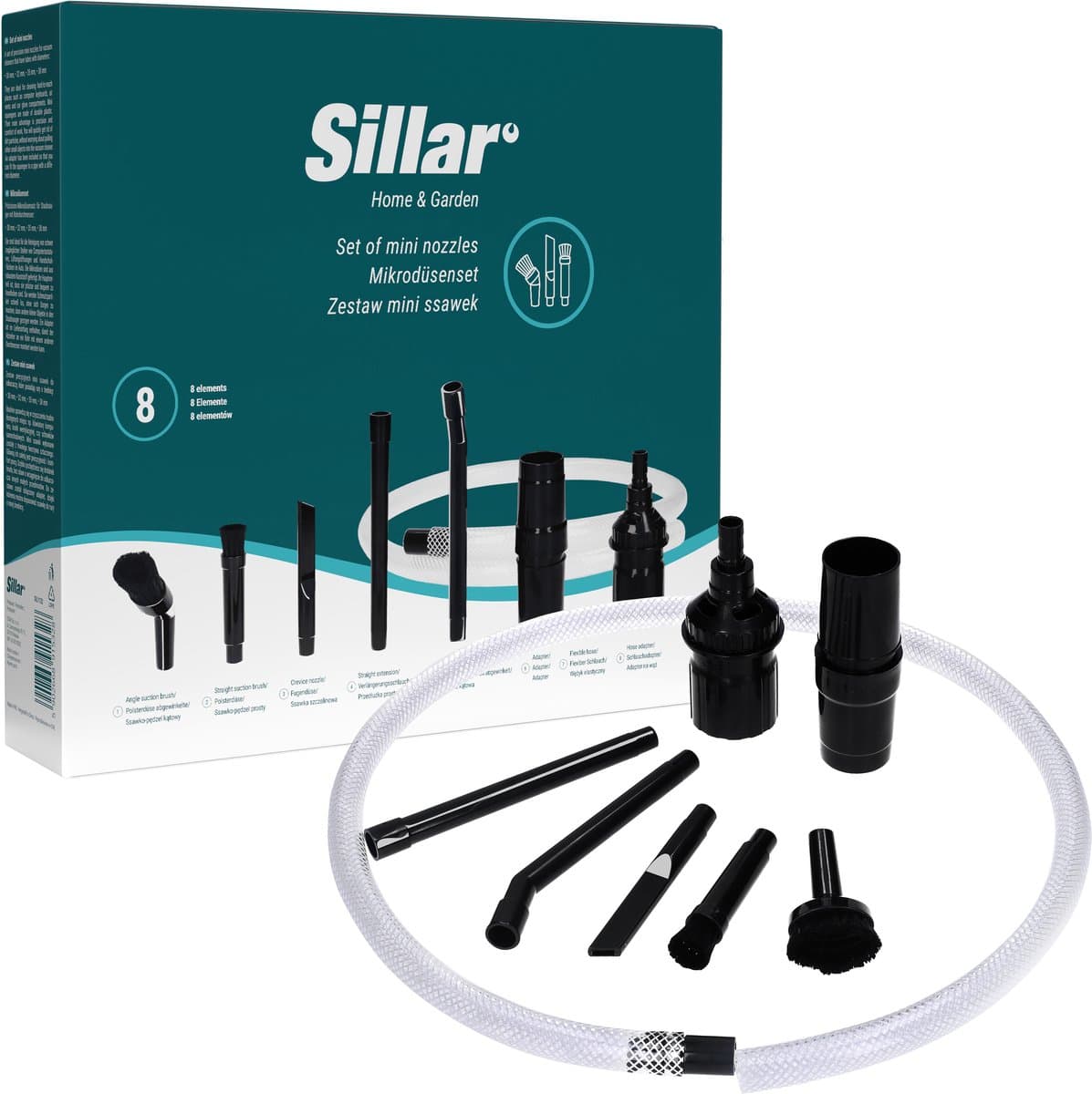 Sillar 8x Mini Zuigmondjes voor Stofzuiger – Universeel – 32 mm – 35 mm – Voor Moeilijk Bereikbare Plekken — afbeelding 1
