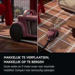 Zakloze Stofzuiger - Compact Stil - Grondig Schoonmaken - HEPA-filter Cyclonisch - 2L Capaciteit 78dB - Donkerrood — thumbnail 3