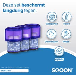 SQOON® Filterset geschikt voor Dyson V11 & V15 stofzuigers - Voordeelset van 3 stuks -Gelijk aan model: 970013-02 - Ideaal voor optimale filtratie en behoud van zuigkracht — thumbnail 4