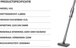 iLife H11 - steelstofzuiger zonder zak op accu - stofzuiger draadloos - snoerloos - 16.000KPa Zuigkracht — thumbnail 2