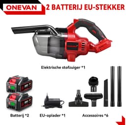 ONEVAN Steelstofzuiger - Accu Stofzuiger - 16000 Pa zuigkracht - HEPA Filter - met 2x Accu's - Kruimeldief - 700 ml Stofbak - voor Tapijten en Harde Vloere — thumbnail 3