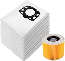 12 stofzuigerzakken + 1 filter Gescht voor Kärcher KFI 357, WD2, WD 2 Plus, WD 3, KWD 1-3, SE 4001, SE 4002, reserveonderdelen 2.863-314.0 (13) — thumbnail 1