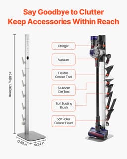 VEVOR 126cm Stofzuigerstandaard Dyson Multi-Model Opbergbeugel Zilver — thumbnail 5