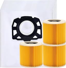10x Stofzuigerzakken & 3 filter geschikt voor Karcher WD2 Plus, WD3 (Battery), KWD1, KWD2, KWD3, WD3.200 - WD3.800 M - stofzuigzak stofzakken — thumbnail 1