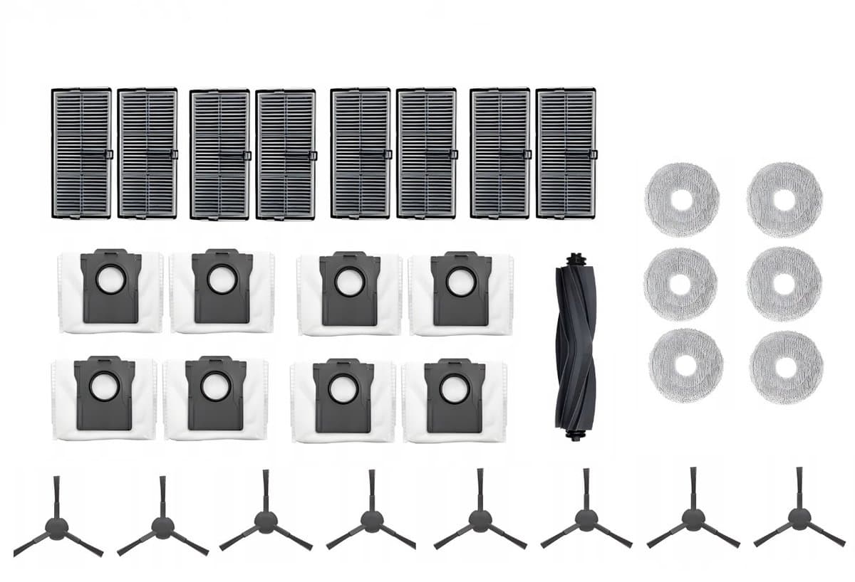 BIG Onderhoud set compatibel met Dreame L10s ULTRA gen2, PRO, PRO HEAT X30 MOVA E30 P10 ULTRA - vervanging van hoge kwaliteit - 8x stofzak - 8x zijborstel - 6x dweil - 8x motorfilter - 1x hoofdborstel - groot aantal onderdelen - 31 ONDERDELEN — afbeelding 1