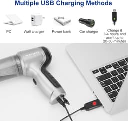 Draadloze 3-in-1 Handstofzuiger met Krachtige Zuigkracht - Mini USB Oplaadbaar voor Auto, Huis en Kantoor - Ideaal voor Huisdierhaar — thumbnail 5
