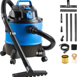 Levo® Bouwstofzuiger Zonder Zak - Alleszuiger Met Accessoires - Waterzuiger Met 20 Liter Reservoir - Stofzuiger - Met Waterfilter En Blaasfunctie – 1250W - Voor Binnen en Buitenreiniging - Blauw - 34 x 34 cm x 45 cm — thumbnail 1