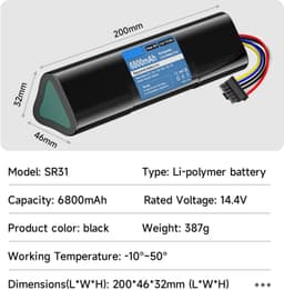Stofzuigeraccu - 14,4 V - 6800 mAh - Li-ion — thumbnail 2