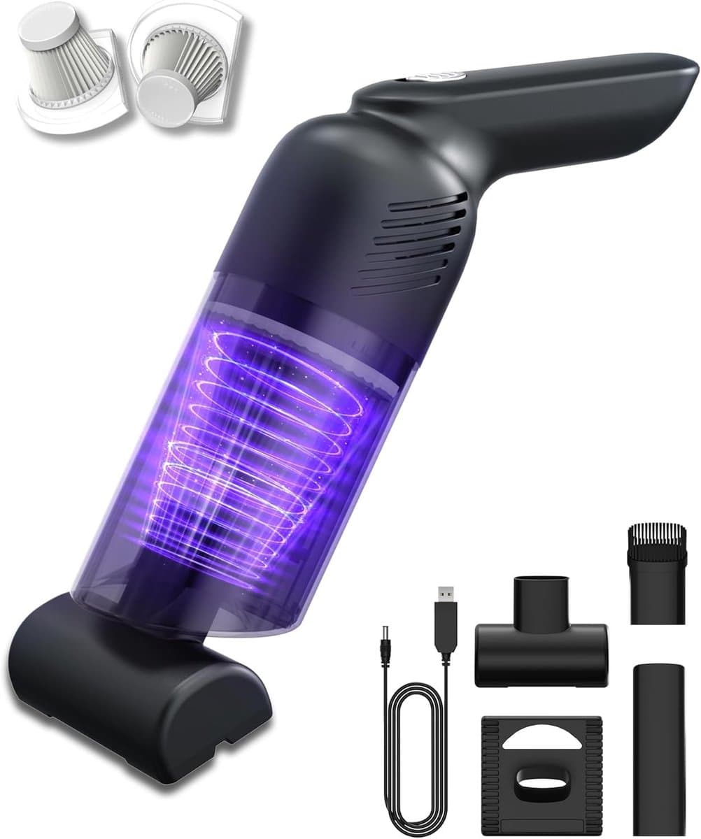 Handstofzuiger - Grijs - Draagbare Accu Stofzuiger met HEPA-filters - Voor Auto en Huis — afbeelding 1