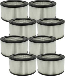 vhbw 8x geplooid filtervervanging voor Stayer 8190.98 voor asstofzuigers - cartridgefilter zwart wit wasbaar — thumbnail 2