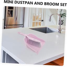 Mini bezem stoffer - Reinigingsset - Bureau schoonmaken - Draagbaar en praktisch - 34.5 cm - Paars — thumbnail 4