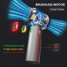 Draagbare Stofzuiger - Auto Kruimeldief - Snel Interieur Reinigen - Sterke Zuigkracht - 500g Gewicht - Zilver — thumbnail 5
