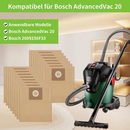Dailygoods- Filterzakken 15 Stuks - Papieren Zak - Accessoires voor Bosch Advancedvac 20 - Stofzuigerzakken - Hoge Kwaliteit - Efficiënte Filtratie — thumbnail 4