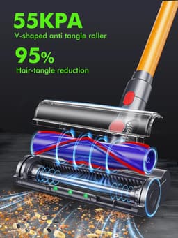 6 in 1 Draadloze Stofzuiger - Zonder zak - LCD Intelligent Display - 55kPa 600W - 55 Minuten Werktijd - 90° Opvouwbaar - LED - Watertank — thumbnail 5