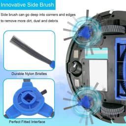 Accessoireset geschikt voor Eufy Robovac 11S Max, Robovac 15C Max, Robovac 30C Max, G20, G30, G30 Edge, G10 hybride robotstofzuiger, vervangingsdeel 1 hoofdborstel, 8 zijborstels, 4 filters — thumbnail 5