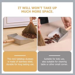 Kleine stofpan - Stoffertje - Efficiënt opruimen - Ergonomisch houten handvat - 115 x 14 cm - Zilver — thumbnail 5