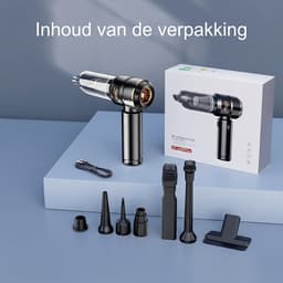 OPTIMERA® 2-in-1 Auto Stofzuiger PRO - Zuigen & Blazen - Kruimeldief - 7 Opzetstukken - Oplaadbaar - Handstofzuiger - Air Duster - Zwart — thumbnail 2