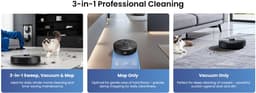 Proscenic Q10 Aspirateur Robot Laveur 2 en 1 - 10000 Pa - Autonomie 200 min - Navigation LiDAR-Corps compact，Cartographie Laser — thumbnail 3