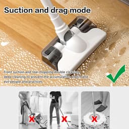 Steelstofzuiger met Dweilfunctie - Draadloze Stofzuiger - Huis Reinigen - 5-in-1 Functionaliteit - 200 ml watertank - Grijs — thumbnail 2