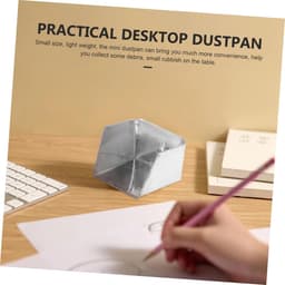 Metalen Stofblik - Bureaugadget Mini - Bureau Schoonmaken - Glad Oppervlak - 7 x 7 x 5 cm - Zilver — thumbnail 4