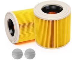 2x Patroonfilter geschikt voor Kärcher WD1, WD2, WD3 en A series Luchtafvoer Filter Cartridge Water stofzuiger - Cartridgefilter - Filter - Stofzuiger Filter - Voor mensen met allergie voor fijnstof / geuren