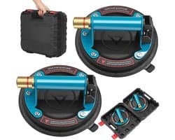 Glaszuignappen Set - Vacuüm Lifters - Platen Verplaatsen - Met Metalen Handgreep - 2 stuks - Blauw
