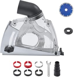 Stofafzuigkap voor Haakse Slijper, Compatibel Met 100-125 mm, Stofkap Met 6 Klemringen & 125 mm Diamant Slijpbeker, Verstelbare Snijdiepte, Doorzichtig — thumbnail 1