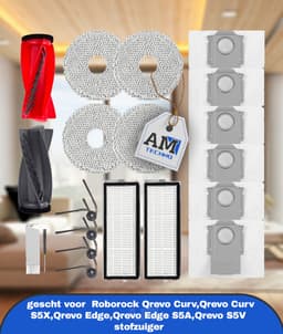 Accessoires gescht voor Roborock Qrevo Curv,Qrevo Curv S5X,Qrevo Edge,Qrevo Edge S5A,Qrevo S5V stofzuiger,2 hoofdborstels,2 HEPA-filters,6 stofzakken,4 reinigingsdoeken,4 zijborstels,1 borstel — thumbnail 1