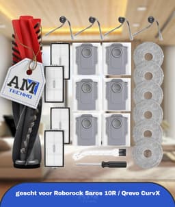 24 stuks accessoires gescht voor Roborock Saros 10R / Qrevo CurvX robotstofzuiger, 2 hoofdborstels, 6 stofzakken, 6 dweilpads, 4 HEPA-filters, 4 zijborstels, 1 reinigingsborstel, 1 schroevendraaier — thumbnail 1