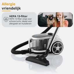 ETA Stormy Home Stofzuiger zonder Zak met Opzetstukken – ECO-motor, HEPA 13 Filter en 360° Draaibaar - Actieradius 9 Meter – 2,2 Liter – Zwart — thumbnail 5