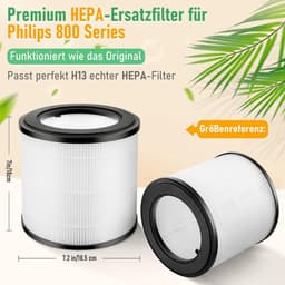 HEPA-vervangingsfilters voor Philips 800-serie luchtreinigers, inclusief modellen AC0830/10, AC0820/30, AC0820/10 en AC0819/10. Bevat H13 True HEPA-filter en nylonvoorfilter. Vervangingsfilters voor FY0194/30 en FY0293/30, 2 stuks. — thumbnail 3