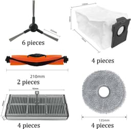 Geschikt voor Toepasbare accessoireset voor dreame L10s Pro Ultra Heat X30 Ultra Robotstofzuiger Vervangende onderdelen 20 verpakkingen 2 hoofdborstels, 4 filters, 6 zijborstels, 4 dweilen, 4 stofzakken — thumbnail 3