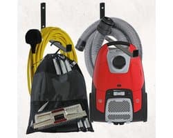 Stofzuiger Opbergrek - Wandhouder Beugel - Ordelijk Huis - Heavy Duty Staal - 2 Beugels + Tas - Zwart