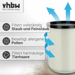 vhbw geplooid vervangingsfilter voor Kärcher 9.770-988.0, 6.907-038.0 stofzuigers - cartridgefilter wit — thumbnail 4