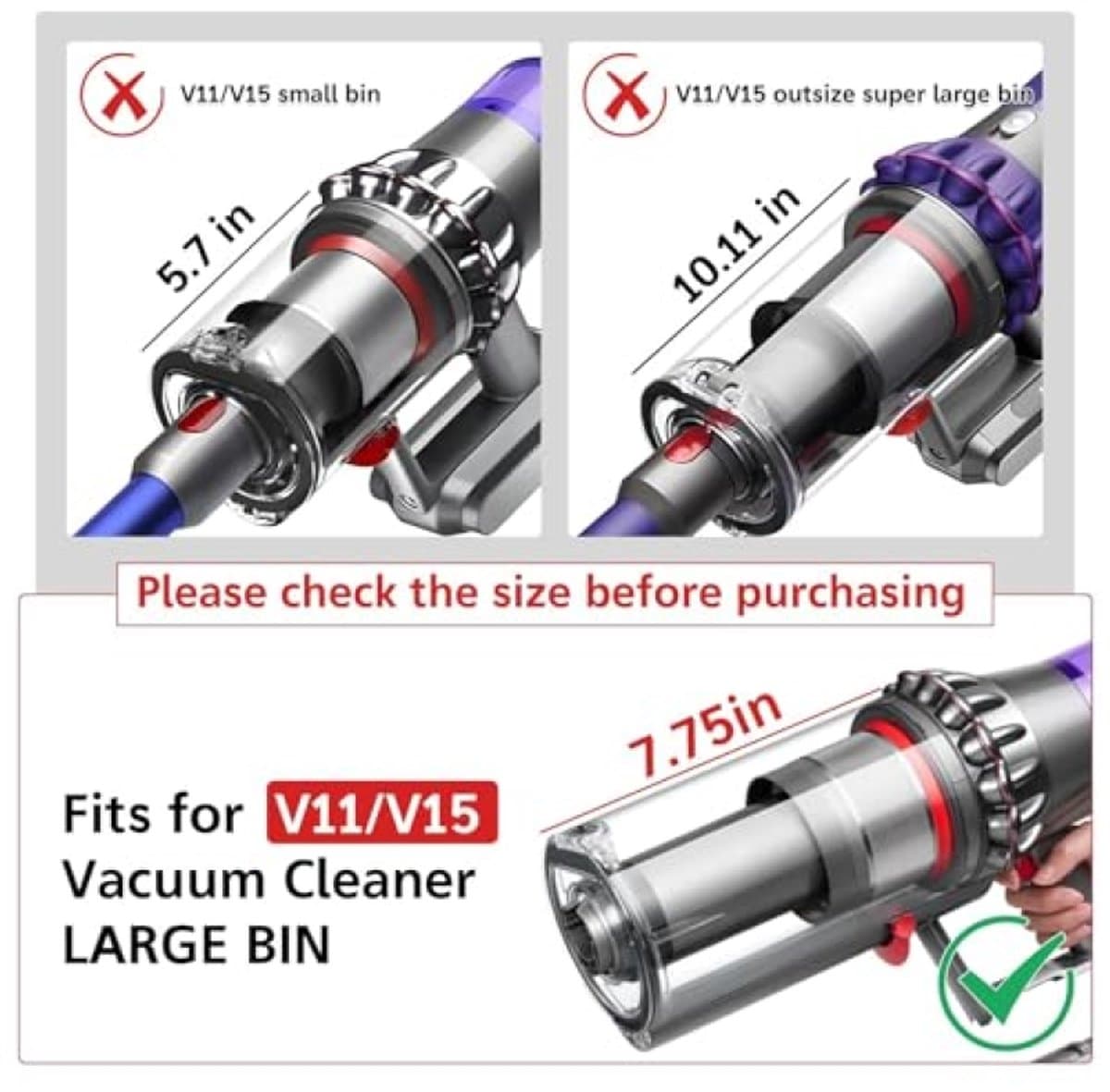 PromoHome Stofreservoir voor Dyson V11 V15 SV14 SV15 SV22 - Transparant en duurzaam stofbak vervangend onderdeel — afbeelding 1