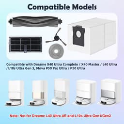 Dailygoods- Robotstofzuiger Accessoires Premium Kwaliteit - 1 Hoofdborstel - 4 Zijborstels - 2 Filters - 4 Dweildoeken - 6 Stofzakken - Compatibel met Dreame L10s Ultra Gen 3/X40 Ultra - Robotstofzuiger Onderdelen — thumbnail 4